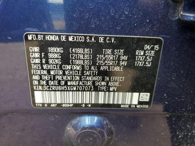 3CZRU6H5XGM707073 - 2016 HONDA HR-V EX BLUE photo 12