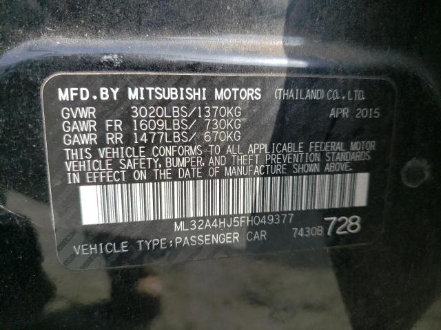 ML32A4HJ5FH049377 - 2015 MITSUBISHI MIRAGE ES BLACK photo 12