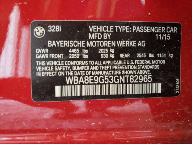 WBA8E9G53GNT82965 - 2016 BMW 328 I SULEV RED photo 12