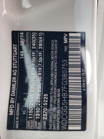 WDCGG5HB7FG380753 - 2015 MERCEDES-BENZ GLK 350 თეთრი ფოტო 13
