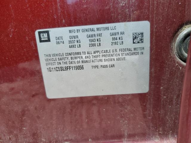 1G11C5SL8FF119056 - 2015 CHEVROLET MALIBU 1LT MAROON photo 12