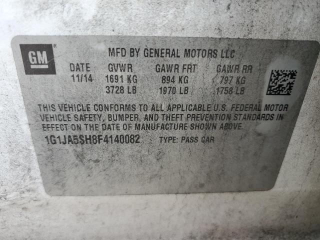 1G1JA5SH8F4140082 - 2015 CHEVROLET SONIC LS 白色 照片 12