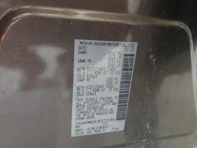 5N1AR2MM1DC657196 - 2013 NISSAN PATHFINDER S BROWN photo 13