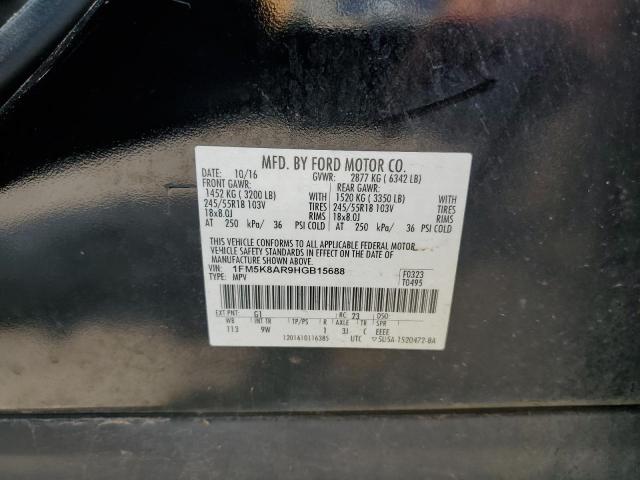 1FM5K8AR9HGB15688 - 2017 FORD EXPLORER POLICE INTERCEPTOR BLACK photo 12