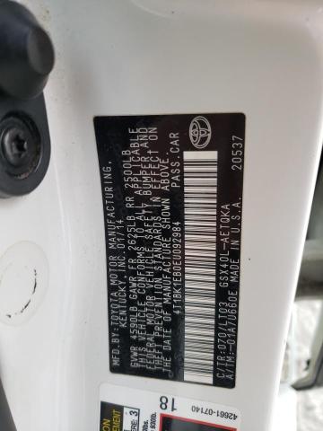 4T1BK1EB0EU092984 - 2014 TOYOTA AVALON BASE 白色 照片 12