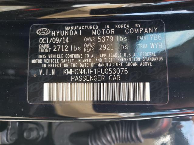 KMHGN4JE1FU053076 - 2015 HYUNDAI GENESIS 3.8L BLACK photo 12