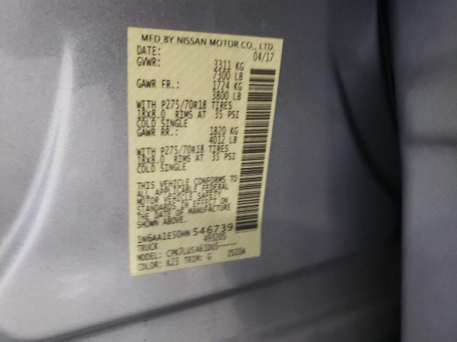 1N6AA1E50HN546739 - 2017 NISSAN TITAN SV SILVER photo 10