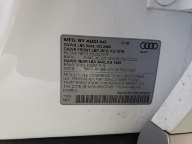 WA1BNAFY6K2033552 - 2019 AUDI Q5 PREMIUM PLUS WHITE photo 14