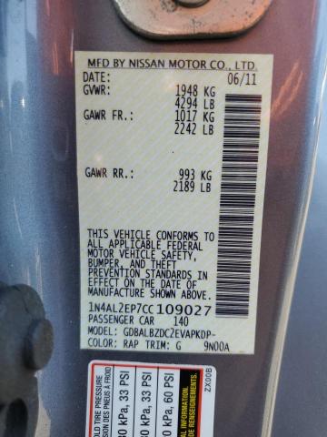 1N4AL2EP7CC109027 - 2012 NISSAN ALTIMA S GRAY photo 12