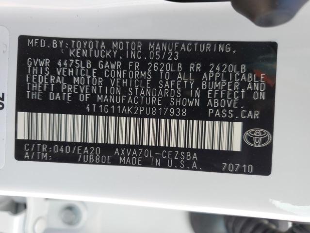 4T1G11AK2PU817938 - 2023 TOYOTA CAMRY SE NIGHT SHADE WHITE photo 12