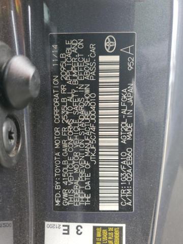 JTKJF5C74FJ004010 - 2015 TOYOTA SCION TC 灰色 照片 12