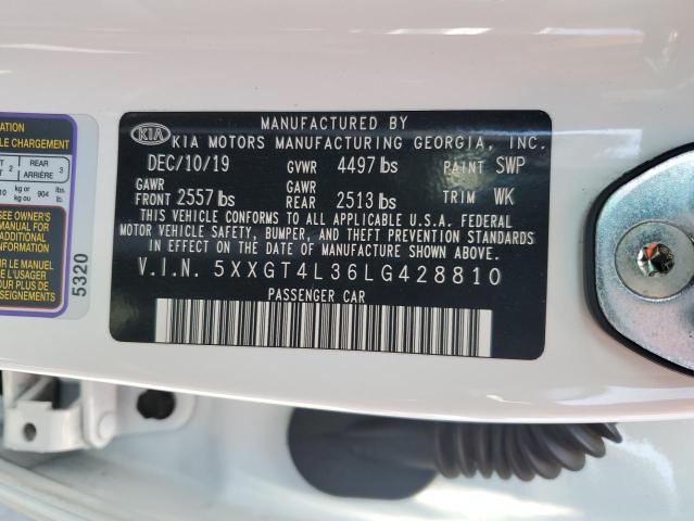 5XXGT4L36LG428810 - 2020 KIA OPTIMA LX WHITE photo 12