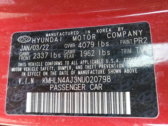 KMHLN4AJ3NU020798 - 2022 HYUNDAI ELANTRA LIMITED RED photo 13