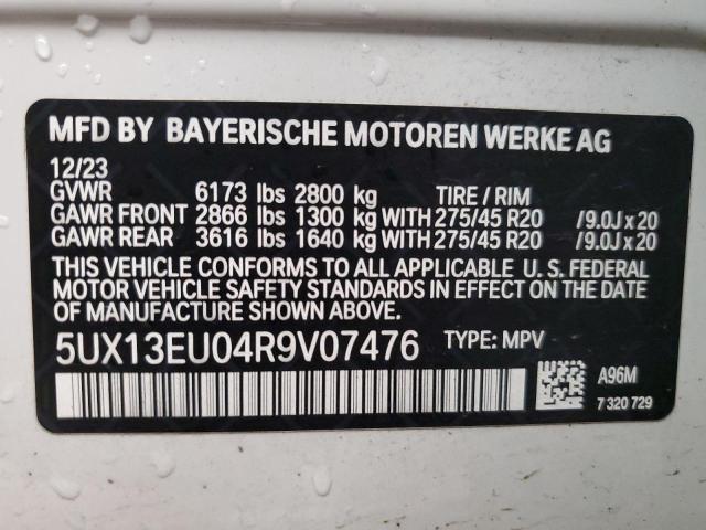 5UX13EU04R9V07476 - 2024 BMW X5 SDRIVE 40I WHITE photo 13