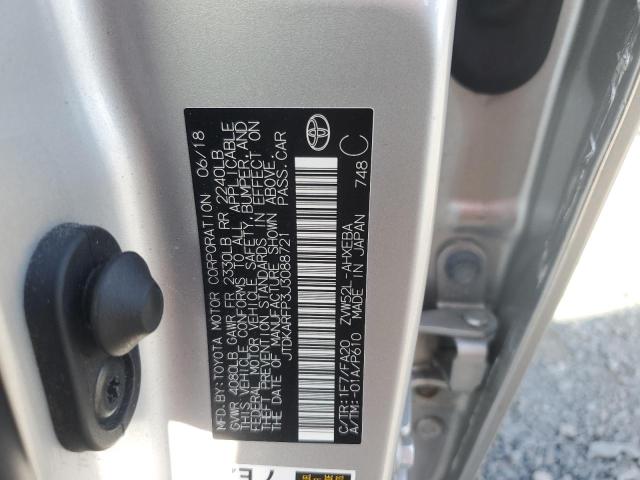 JTDKARFP3J3088721 - 2018 TOYOTA PRIUS PRIM 银色 照片 12