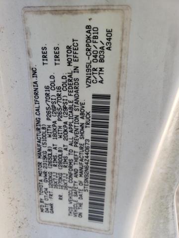 5TESN92N64Z440673 - 2004 TOYOTA TACOMA XTRACAB PRERUNNER თეთრი ფოტო 12