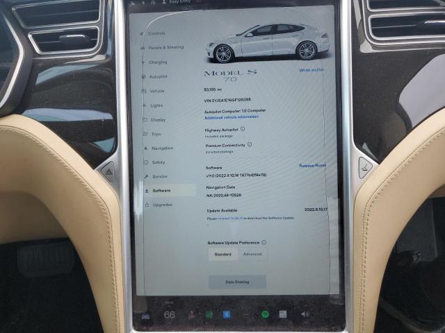 5YJSA1E16GF128395 - 2016 TESLA MODEL S თეთრი ფოტო 9