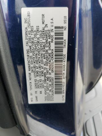 5TETU62N75Z060183 - 2005 TOYOTA TACOMA PRERUNNER ACCESS CAB BLUE photo 12