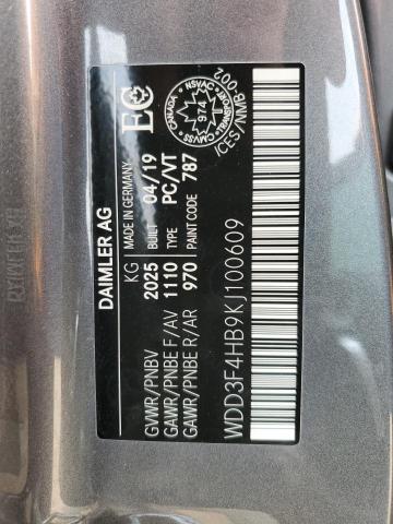 WDD3F4HB9KJ100609 - 2019 MERCEDES-BENZ A 250 4MATIC GRAY photo 13