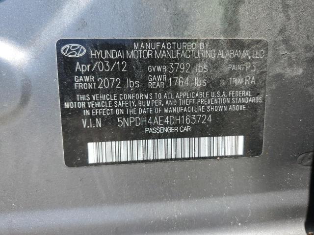 5NPDH4AE4DH163724 - 2013 HYUNDAI ELANTRA GLS GRAY photo 12