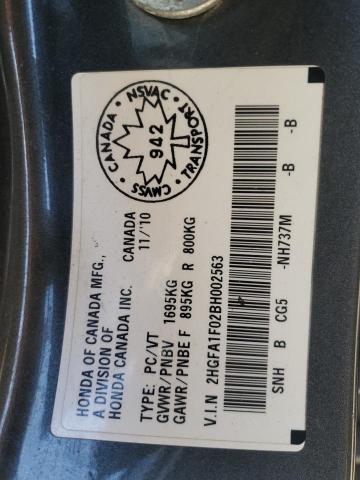 2HGFA1F02BH002563 - 2011 HONDA CIVIC EXL GRAY photo 13