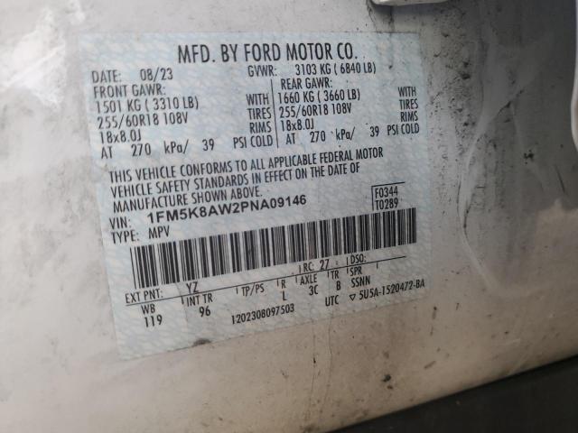 1FM5K8AW2PNA09146 - 2023 FORD EXPLORER POLICE INTERCEPTOR WHITE photo 14