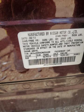 JN1AJ0HRXCM450498 - 2012 INFINITI EX35 BASE ბურგუნდია ფოტო 13