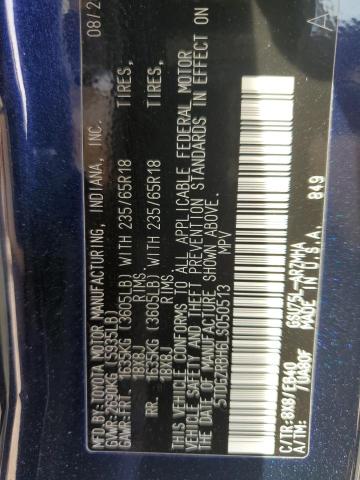 5TDGZRBH6LS050513 - 2020 TOYOTA HIGHLANDER XLE BLUE photo 13