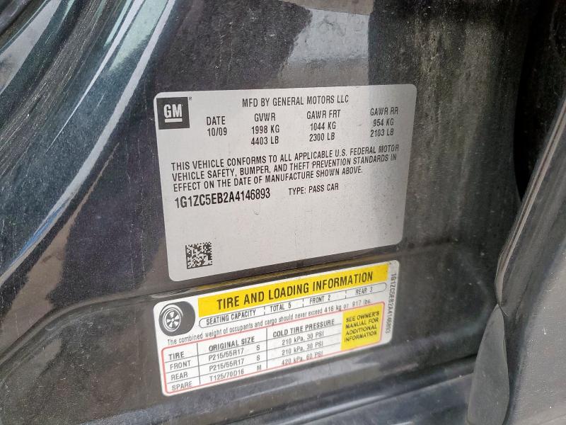 1G1ZC5EB2A4146893 - 2010 CHEVROLET MALIBU 1LT BLACK photo 12