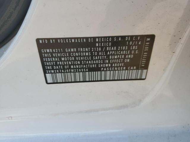 3VW2K7AJ6FM226954 - 2015 VOLKSWAGEN JETTA BASE Ağ foto 12