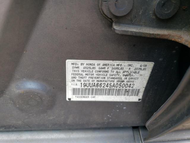 19UUA66245A050042 - 2005 ACURA TL GRAY photo 12