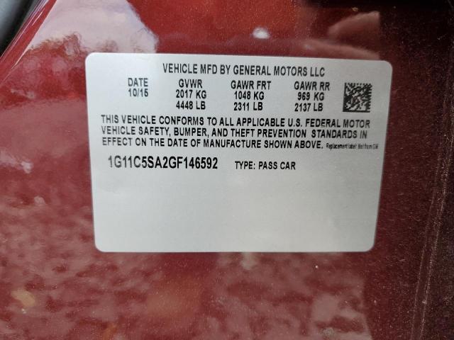 1G11C5SA2GF146592 - 2016 CHEVROLET MALIBU LIM LT MAROON photo 13
