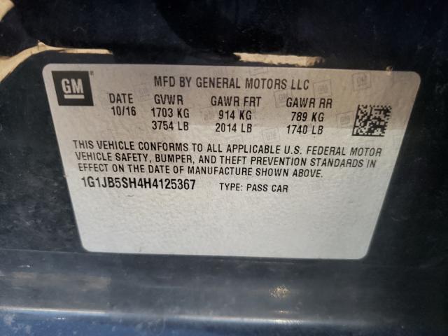 1G1JB5SH4H4125367 - 2017 CHEVROLET SONIC LS Qara foto 10