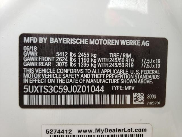 5UXTS3C59J0Z01044 - 2018 BMW X3 XDRIVEM40I WHITE photo 12