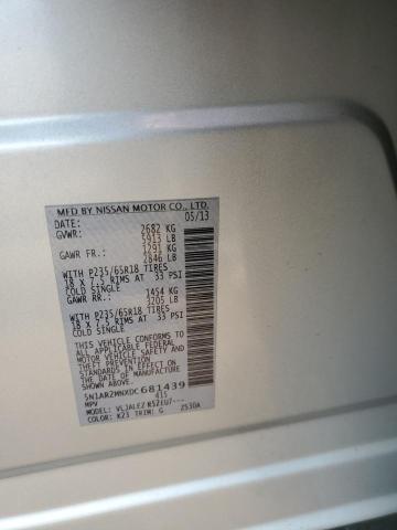 5N1AR2MNXDC681439 - 2013 NISSAN PATHFINDER S SILVER photo 12