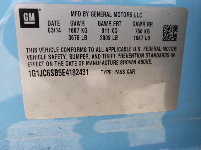 1G1JC6SB5E4182431 - 2014 CHEVROLET SONIC LT BLUE photo 12