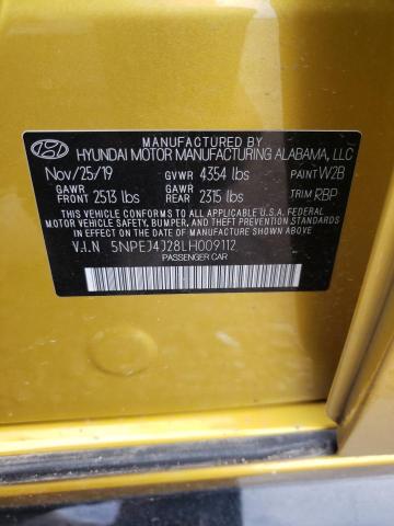 5NPEJ4J28LH009112 - 2020 HYUNDAI SONATA SEL PLUS GOLD photo 12