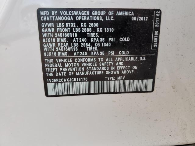 1V2ER2CAXJC513170 - 2018 VOLKSWAGEN ATLAS SEL Ağ foto 13