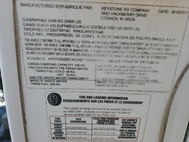 4YDT23828ET412197 - 2014 KEYSTONE PASSPORT WHITE photo 10