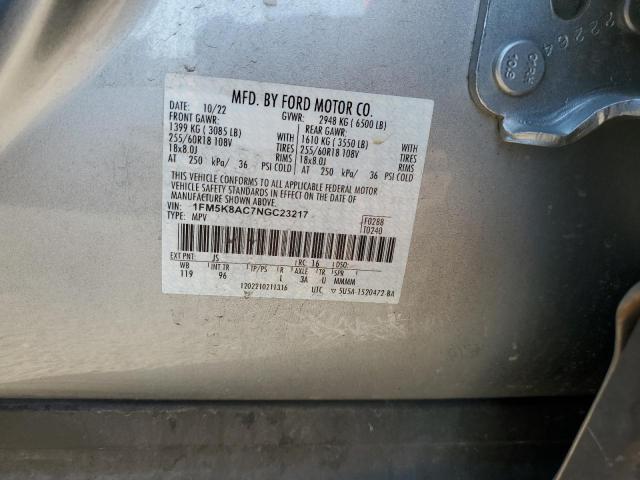 1FM5K8AC7NGC23217 - 2022 FORD EXPLORER POLICE INTERCEPTOR 银色 照片 14