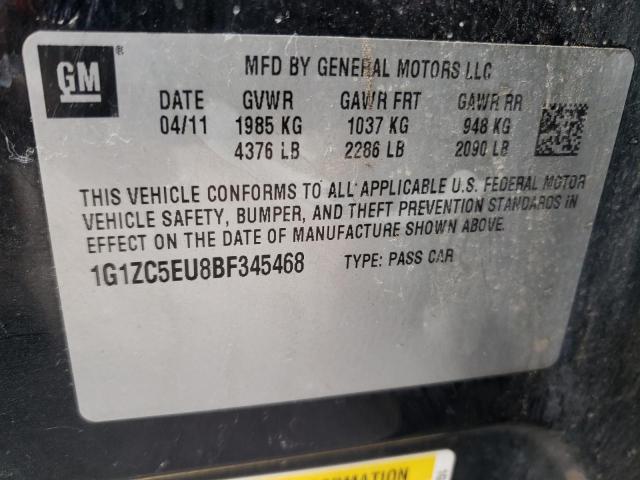 1G1ZC5EU8BF345468 - 2011 CHEVROLET MALIBU 1LT BLACK photo 12