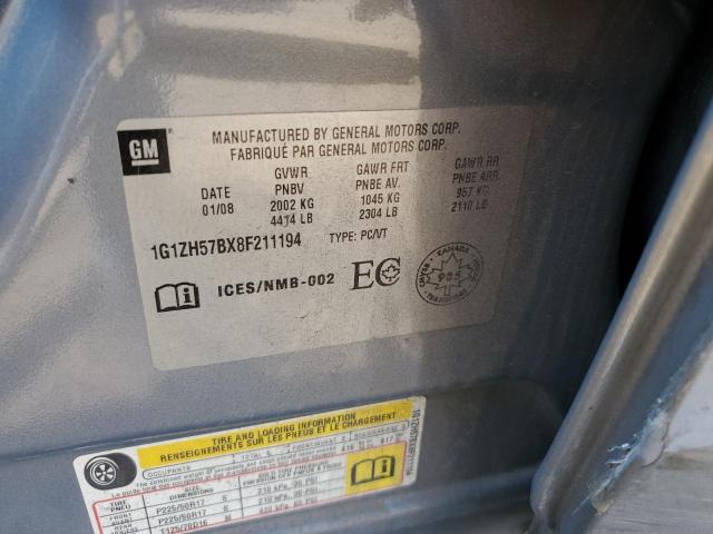 1G1ZH57BX8F211194 - 2008 CHEVROLET MALIBU 1LT BLUE photo 12