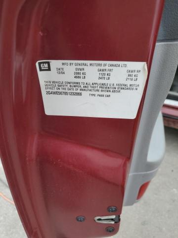 2G4WE567851232866 - 2005 BUICK LACROSSE CXS MAROON photo 12