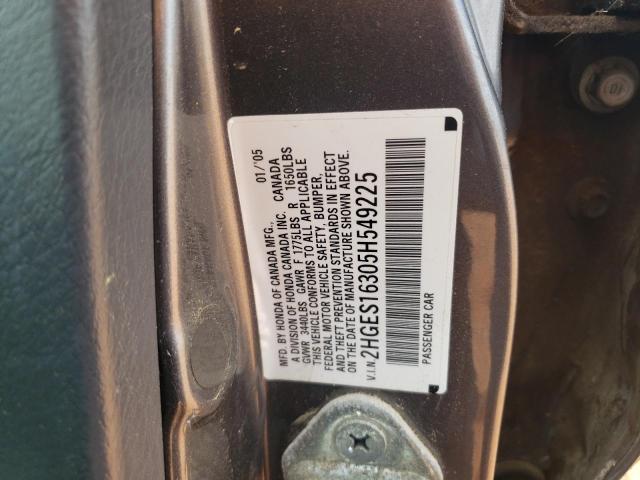 2HGES16305H549225 - 2005 HONDA CIVIC DX VP 蓝色 照片 12