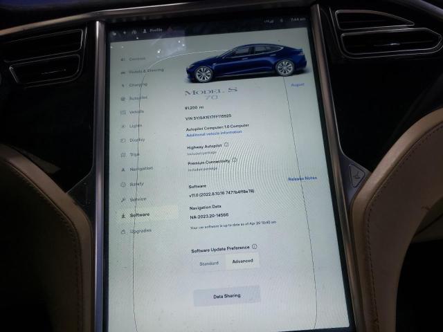 5YJSA1E17FF115525 - 2015 TESLA MODEL S BLUE photo 9