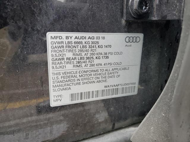 WA1VAAF72JD037858 - 2018 AUDI Q7 PRESTIGE 黑色 照片 13