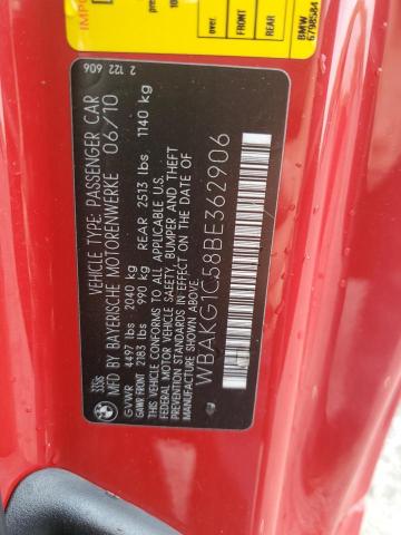 WBAKG1C58BE362906 - 2011 BMW 335 IS RED photo 12
