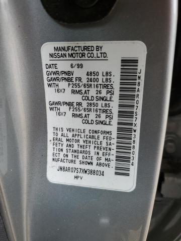 JN8AR07S7XW388034 - 1999 NISSAN PATHFINDER LE ვერცხლისფერი ფოტო 13