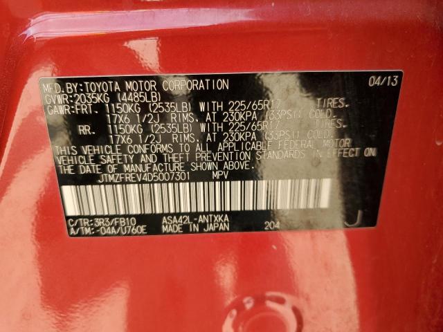 JTMZFREV4D5007301 - 2013 TOYOTA RAV4 LE RED photo 13