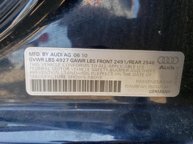 WAUBFAFL3BN007347 - 2011 AUDI A4 PREMIUM BLUE photo 12